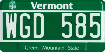 VT license plate WGD585