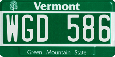 VT license plate WGD586