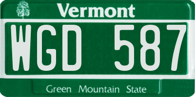VT license plate WGD587