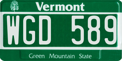 VT license plate WGD589