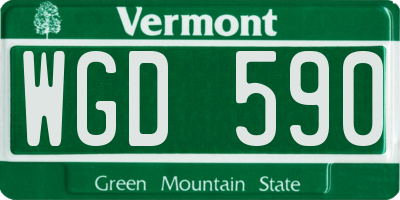 VT license plate WGD590