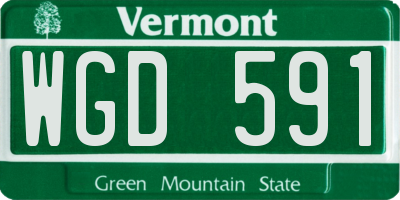VT license plate WGD591