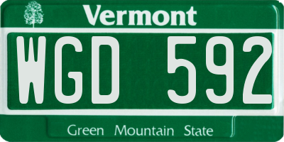 VT license plate WGD592