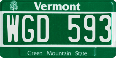 VT license plate WGD593