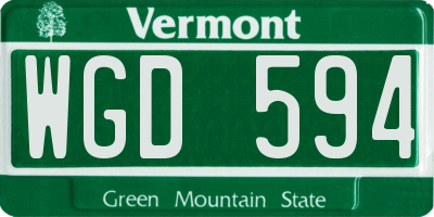 VT license plate WGD594