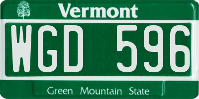 VT license plate WGD596