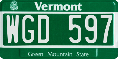 VT license plate WGD597