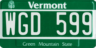 VT license plate WGD599