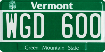 VT license plate WGD600
