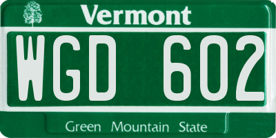 VT license plate WGD602