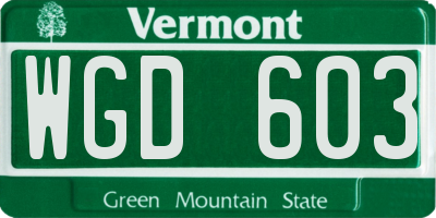 VT license plate WGD603