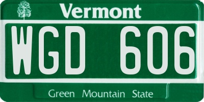 VT license plate WGD606