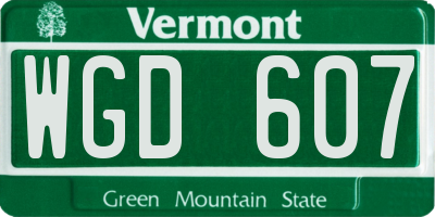 VT license plate WGD607