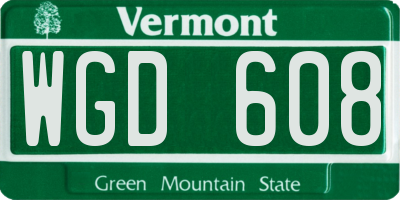VT license plate WGD608