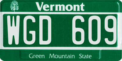 VT license plate WGD609