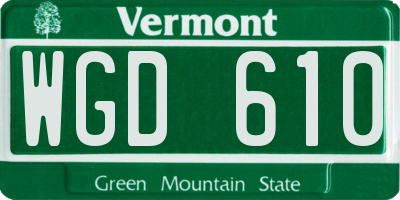 VT license plate WGD610