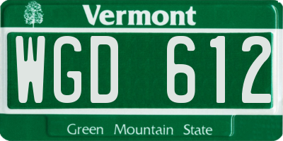 VT license plate WGD612