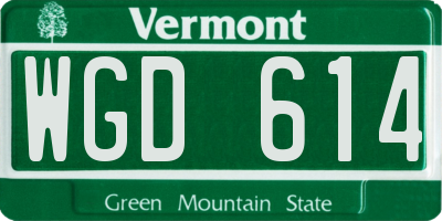 VT license plate WGD614