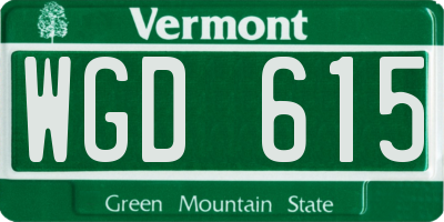 VT license plate WGD615