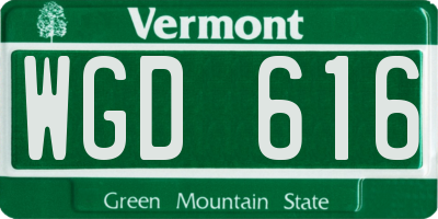 VT license plate WGD616