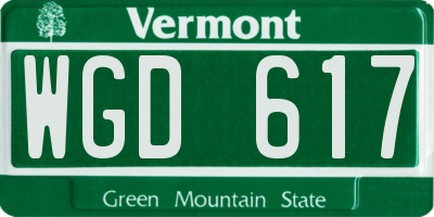 VT license plate WGD617
