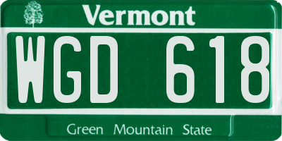 VT license plate WGD618