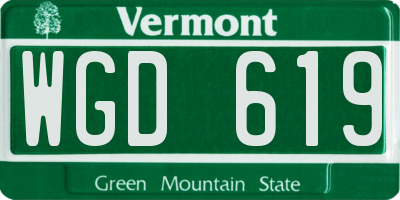VT license plate WGD619