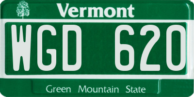 VT license plate WGD620