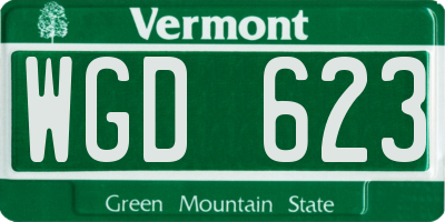 VT license plate WGD623
