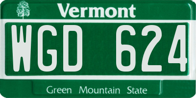 VT license plate WGD624