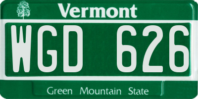 VT license plate WGD626