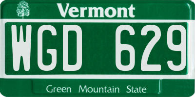 VT license plate WGD629