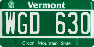 VT license plate WGD630