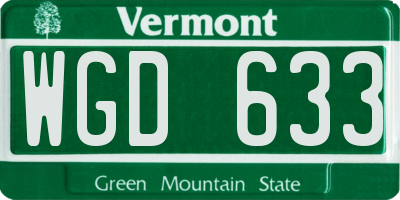 VT license plate WGD633