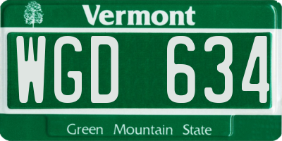 VT license plate WGD634