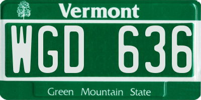 VT license plate WGD636