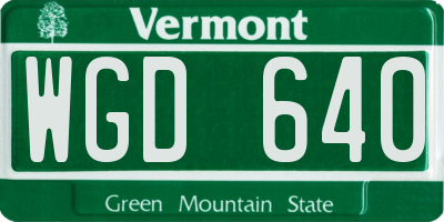 VT license plate WGD640