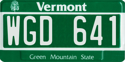 VT license plate WGD641