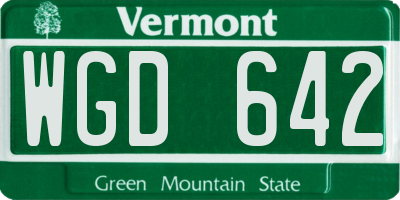 VT license plate WGD642
