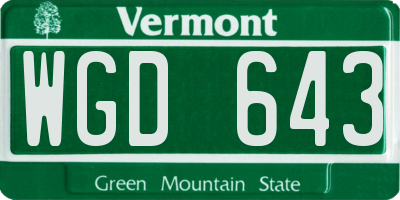 VT license plate WGD643