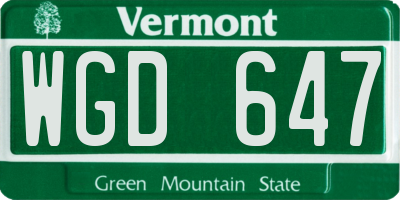 VT license plate WGD647