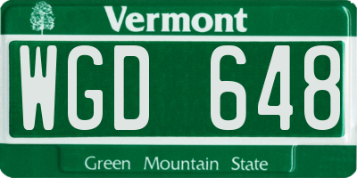VT license plate WGD648