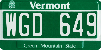 VT license plate WGD649