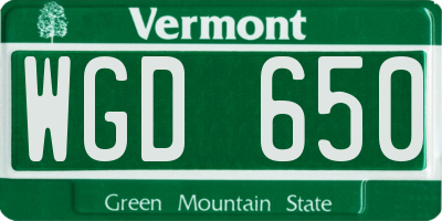 VT license plate WGD650