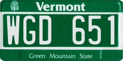 VT license plate WGD651