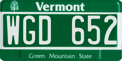VT license plate WGD652