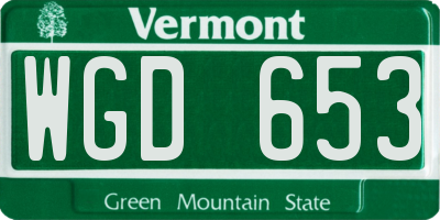 VT license plate WGD653