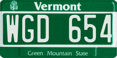 VT license plate WGD654