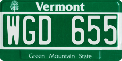 VT license plate WGD655