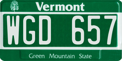 VT license plate WGD657